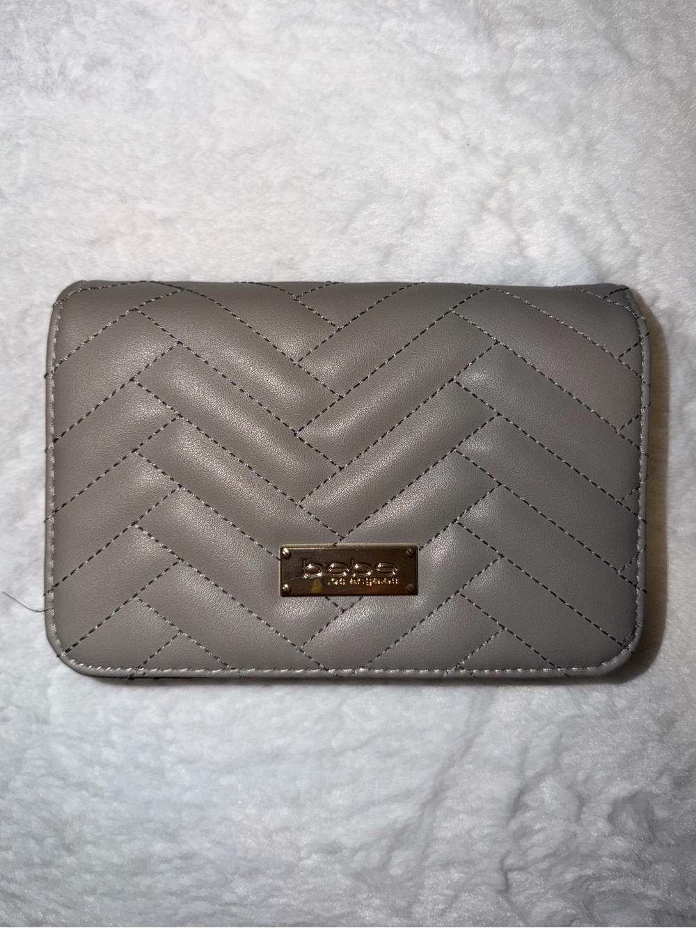 bebe Quilted Chevron Crossbody Bag - Taupe Gray